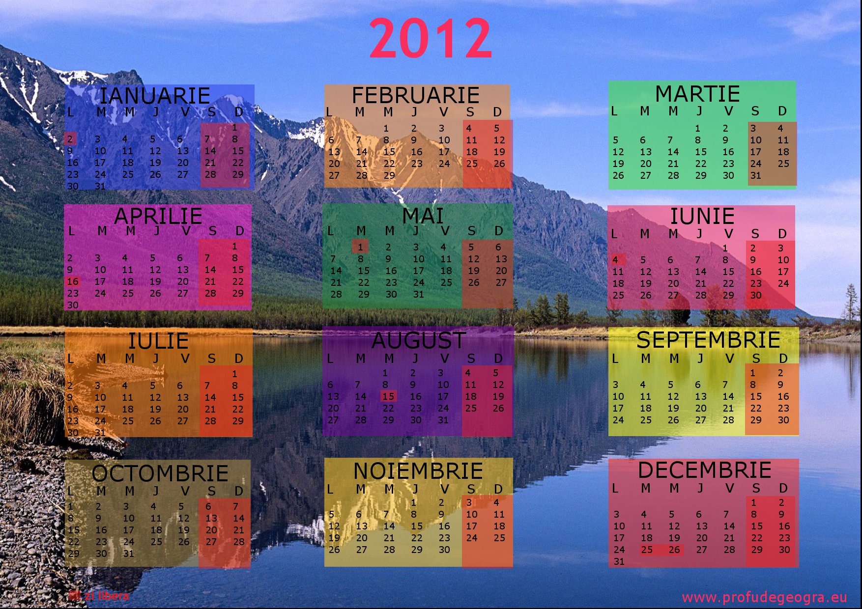 calendar 2012 Lacul Baikal Profu' de geogra'