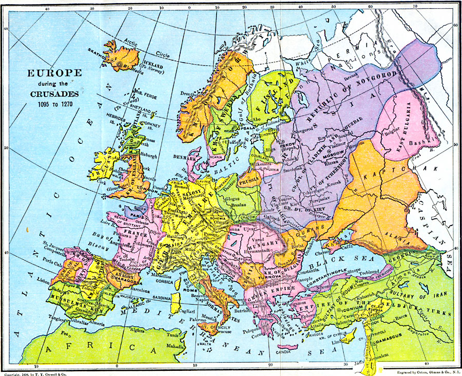 Harta Europei In Timpul Cruciadelor 1095 1270 Profu De Geogra